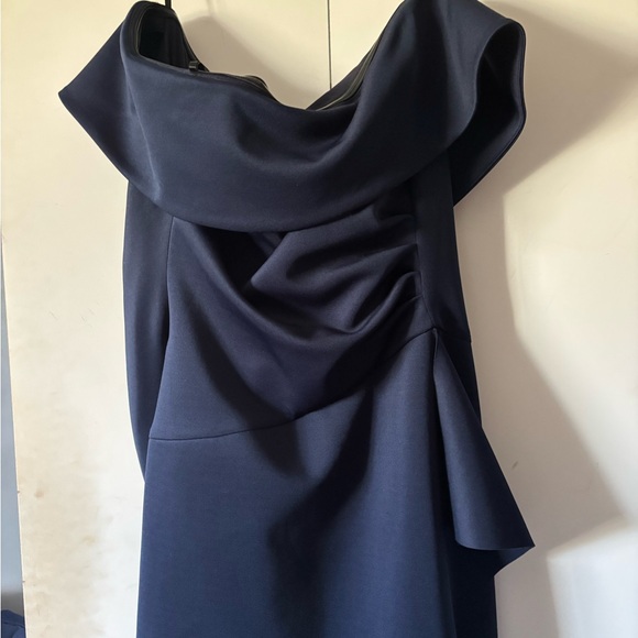 Xscape Blue Asymmetrical Sheath Dress with Cowl Neck - Picture 2 of 3